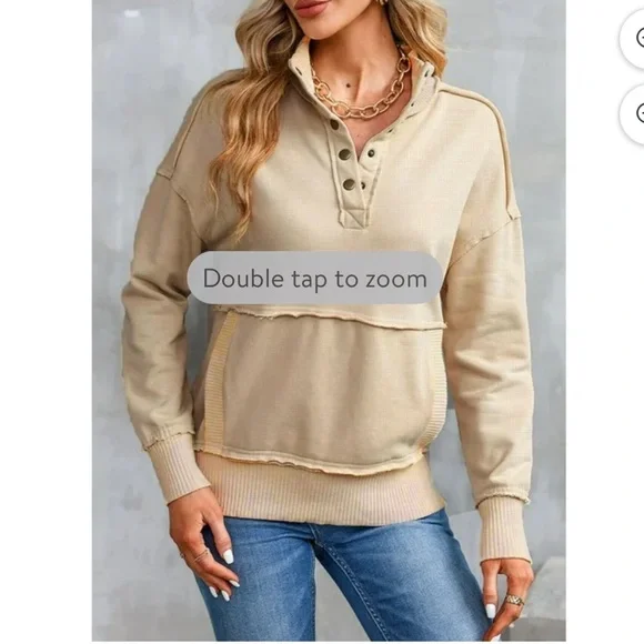 NWOT never worn. Women's Beige Pullover Sweatshirt size xl - Picture 5 of 8
